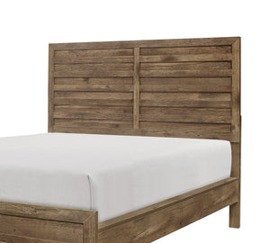 English Elm Weathered pine full bed with modern linear headboard and rustic faux wood veneer for cozy charm Brown Mix 60.5 L x 34.75 W x 5.25 H B011S01797
