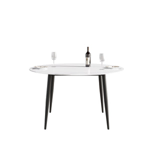 English Elm 53.15"Modern 53.15" Modern Round Dining Table With Sintered Stone Top & Black Metal Base For 6 Person Seating W1535S00001