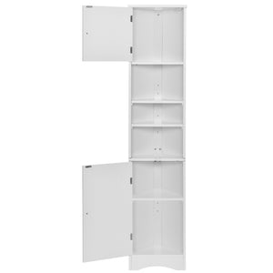 English Elm Multi-Functional Corner Cabinet Tall Trapezoid Bathroom Storage with Adjustable Shelves, Doors, Anti-Dump Device White WF530911AAK