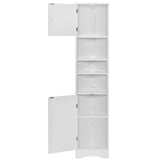 English Elm Multi-Functional Corner Cabinet Tall Bathroom Storage Cabinet With Two Doors and Adjustable Shelves, Open Shelf, White