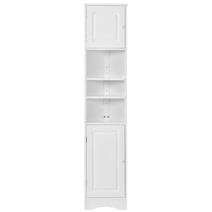 English Elm Multi-Functional Corner Cabinet Tall Trapezoid Bathroom Storage with Adjustable Shelves, Doors, Anti-Dump Device White WF530911AAK