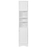 English Elm Multi-Functional Corner Cabinet Tall Bathroom Storage Cabinet With Two Doors and Adjustable Shelves, Open Shelf, White