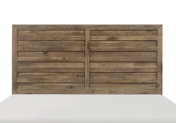 English Elm Weathered Queen Bed with Weathered Pine Finish, Modern Rustic Mandan Design, Faux Wood Veneer 63" B011S00234
