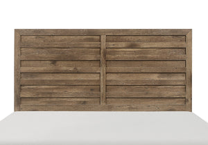English Elm Weathered pine full bed with modern linear headboard and rustic faux wood veneer for cozy charm Brown Mix 60.5 L x 34.75 W x 5.25 H B011S01797