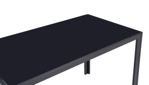 English Elm Dining Table with Tempered Glass Top and Metal Frame Seats Four Small Spaces W24165963