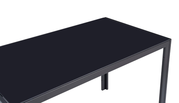English Elm Dining Table with Tempered Glass Top and Metal Frame Seats Four Small Spaces W24165963