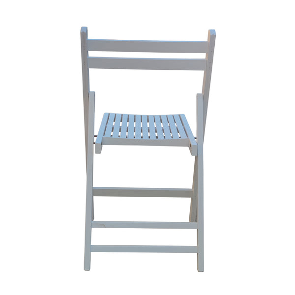 English Elm Furniture Slatted Wood Folding Chair Set of 4 White — Solid Wood, Lightweight, Foldable, Event & Home Seating W49557945