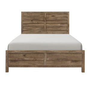 English Elm Weathered Queen Bed with Weathered Pine Finish, Modern Rustic Mandan Design, Faux Wood Veneer 63" B011S00234