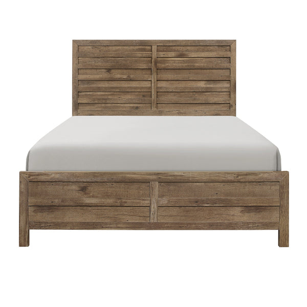 English Elm Weathered Queen Bed with Weathered Pine Finish, Modern Rustic Mandan Design, Faux Wood Veneer 63" B011S00234