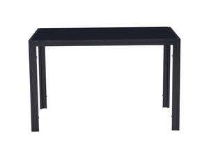 English Elm Dining Table with Tempered Glass Top and Metal Frame Seats Four Small Spaces W24165963