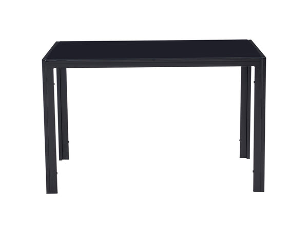 English Elm Dining Table with Tempered Glass Top and Metal Frame Seats Four Small Spaces W24165963