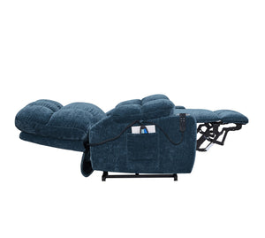 English Elm Liyasi Zero Gravity Power Recliner Eco Leather Massage Lumbar Heat Usb Charging Blue W820S00073