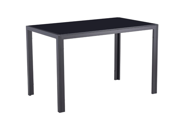 English Elm Dining Table with Tempered Glass Top and Metal Frame Seats Four Small Spaces W24165963