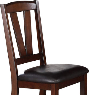 English Elm Dark Walnut V-Back Dining Chairs Set of 2 - Upholstered Faux Leather Cushions, Solid Birch Veneer Finish HSESF00F1331