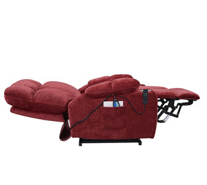 English Elm Liyasi Zero Gravity Power Recliner Eco Leather Massage Lumbar Heat Usb Charging Red W820S00072