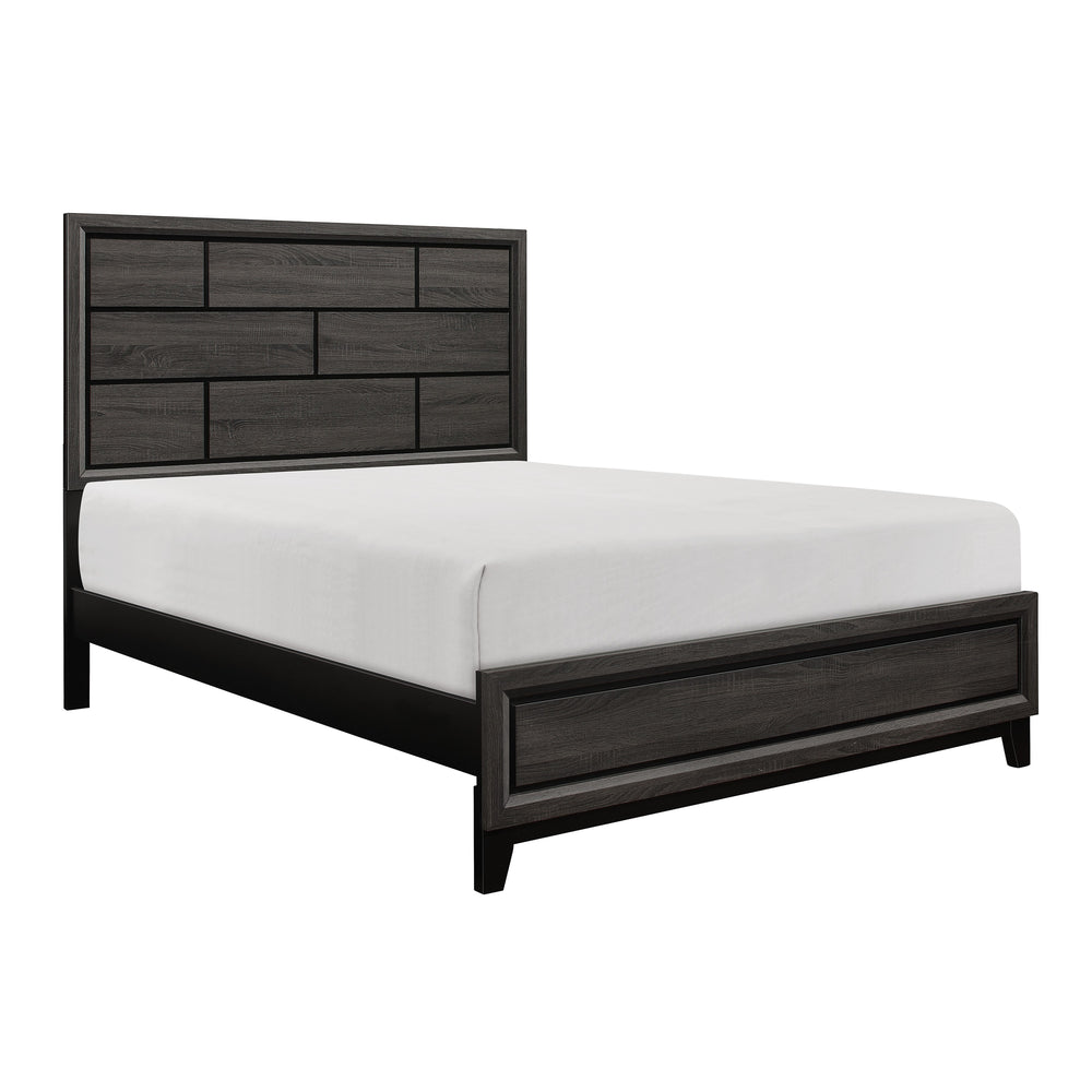 English Elm Modern Davi Queen Bed Gray Wood Grain Finish – Clean Lines, Melamine Veneer, Contemporary Frame B011S00249