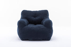 English Elm 010-soft Teddy Plush Bean Bag Chair Tufted Memory Foam Lounge Seat for Living Room Dark Blue W52761254