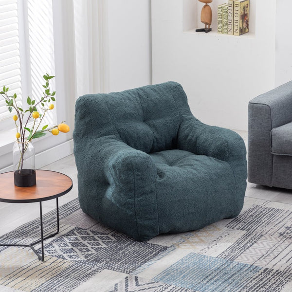 English Elm 010-soft Teddy Plush Bean Bag Chair Tufted Memory Foam Lounge Seat for Living Room Green W52761253