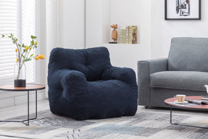 English Elm 010-soft Teddy Plush Bean Bag Chair Tufted Memory Foam Lounge Seat for Living Room Dark Blue W52761254