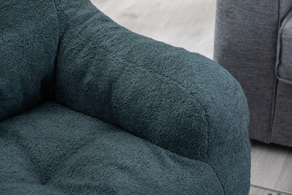 English Elm 010-soft Teddy Plush Bean Bag Chair Tufted Memory Foam Lounge Seat for Living Room Green W52761253