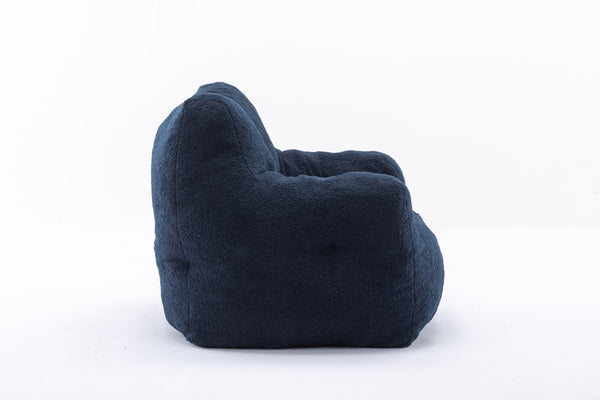 English Elm 010-soft Teddy Plush Bean Bag Chair Tufted Memory Foam Lounge Seat for Living Room Dark Blue W52761254