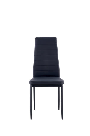 English Elm Dining Chair Set of Four with Pu Leather Padded Seats for Kitchen or Breakfast Nook W24166325