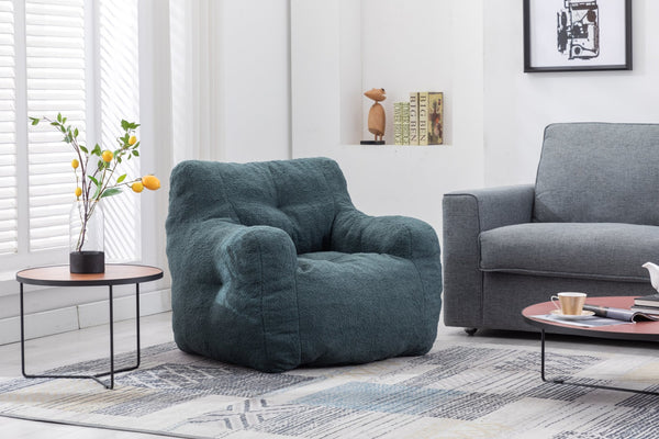 English Elm 010-soft Teddy Plush Bean Bag Chair Tufted Memory Foam Lounge Seat for Living Room Green W52761253