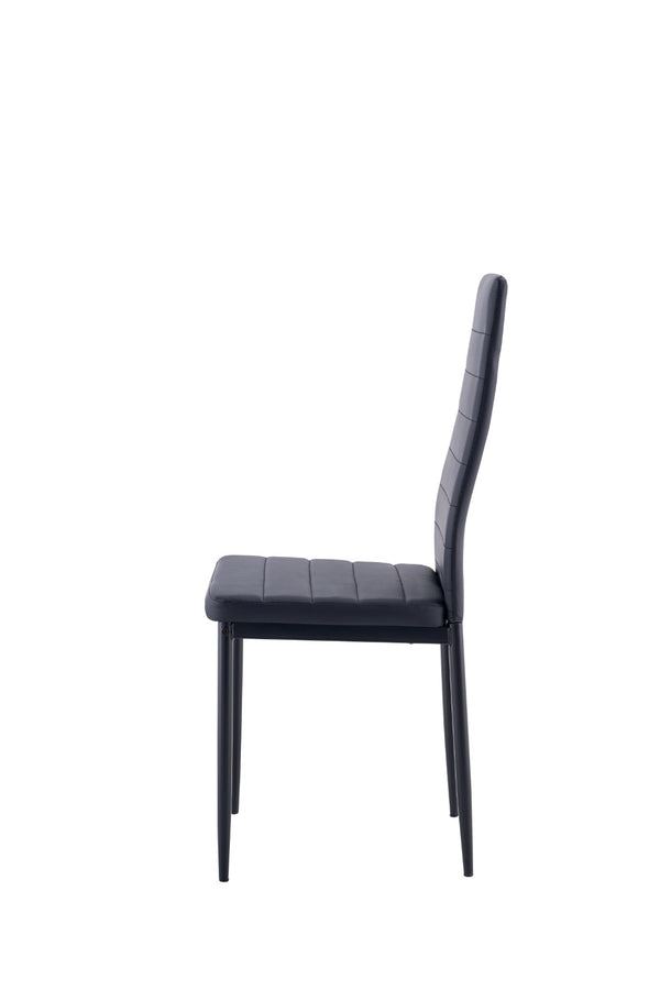 English Elm Dining Chair Set of Four with Pu Leather Padded Seats for Kitchen or Breakfast Nook W24166325