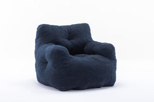 English Elm 010-soft Teddy Plush Bean Bag Chair Tufted Memory Foam Lounge Seat for Living Room Dark Blue W52761254