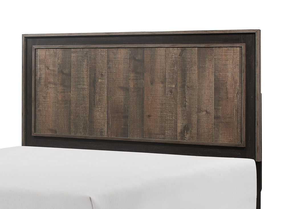 English Elm Modern Full Bed Ellendale Collection Rustic Mahogany-Look Veneer with Contrasting Ebony Frame, Full B011S01973
