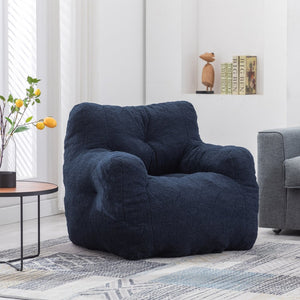 English Elm 010-soft Teddy Plush Bean Bag Chair Tufted Memory Foam Lounge Seat for Living Room Dark Blue W52761254