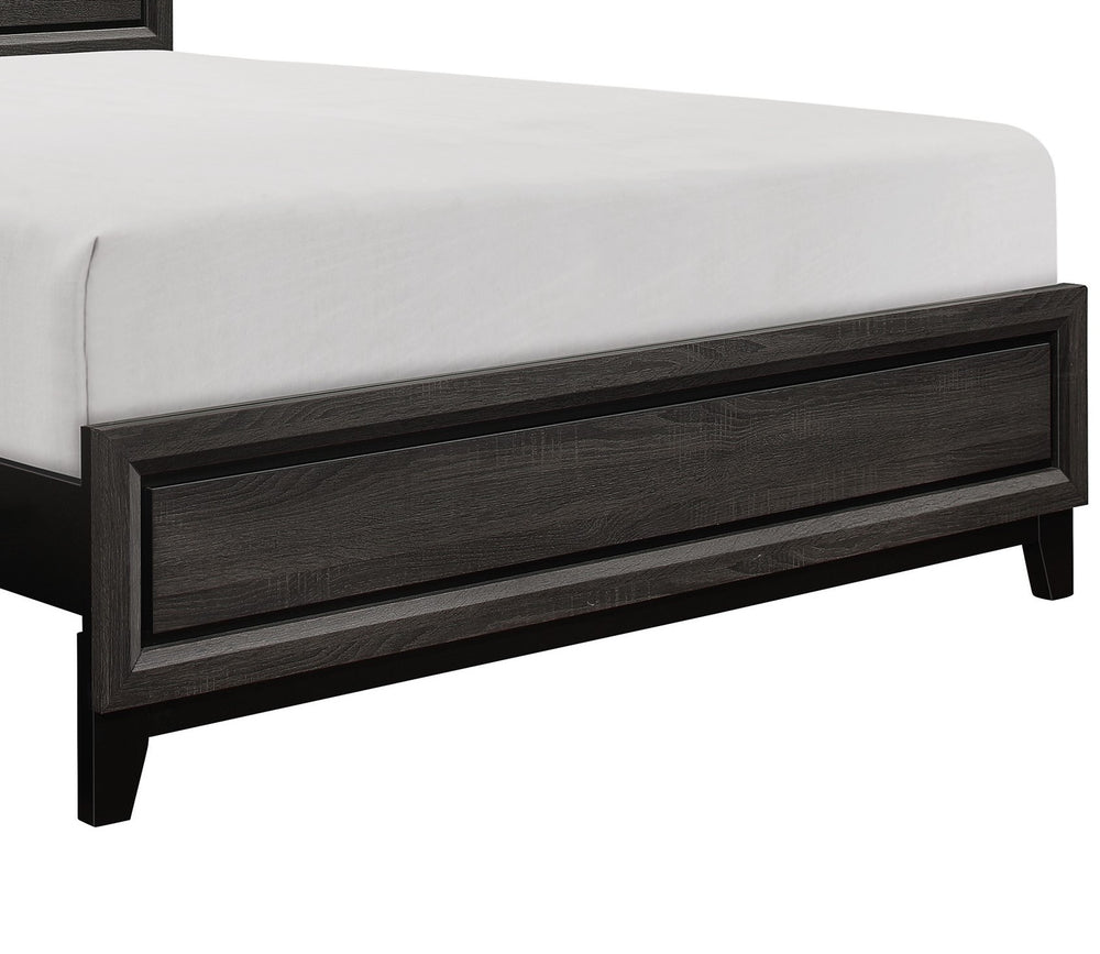 English Elm Modern Davi Queen Bed Gray Wood Grain Finish – Clean Lines, Melamine Veneer, Contemporary Frame B011S00249