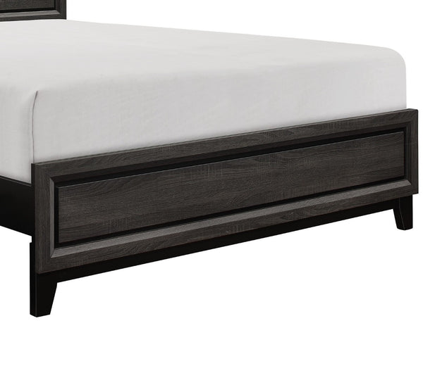 English Elm Modern Gray Panel Eastern King Bed Tall Architectural Headboard for Calm Bedrooms B011S00243