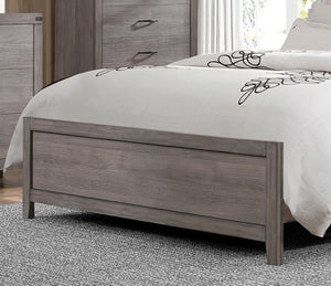 English Elm Brownish Gray Queen Bed Black Faux Leather Headboard Industrial Rivet Melamine Frame B011S00240
