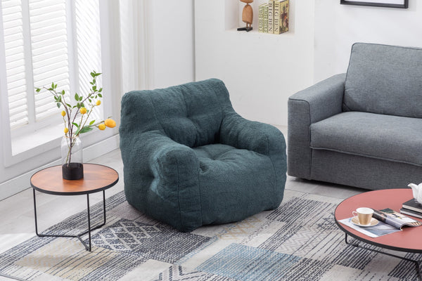 English Elm 010-soft Teddy Plush Bean Bag Chair Tufted Memory Foam Lounge Seat for Living Room Green W52761253