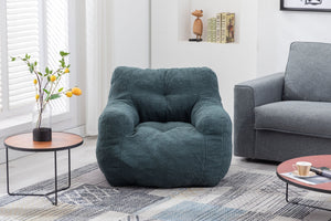 English Elm 010-soft Teddy Plush Bean Bag Chair Tufted Memory Foam Lounge Seat for Living Room Green W52761253