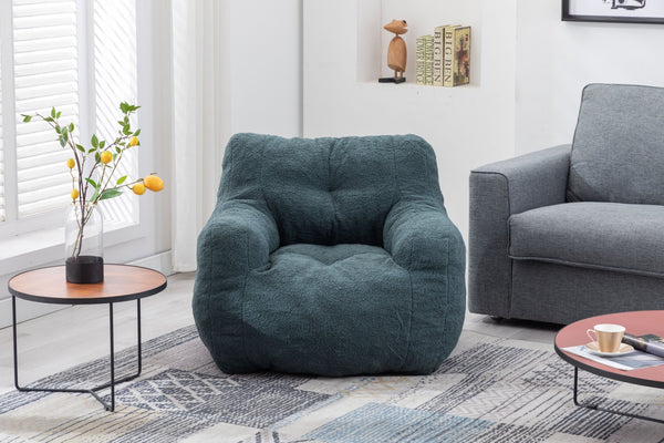 English Elm 010-soft Teddy Plush Bean Bag Chair Tufted Memory Foam Lounge Seat for Living Room Green W52761253