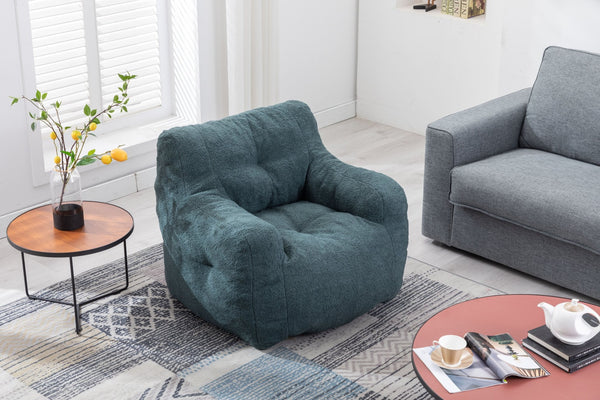 English Elm 010-soft Teddy Plush Bean Bag Chair Tufted Memory Foam Lounge Seat for Living Room Green W52761253