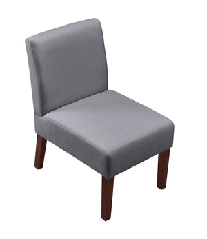 English Elm Fabric Accent Chair Set of 2 with Round Wood Table - Contemporary Armless Side Chairs, Durable Hardwood Frame, Compact Corner Seating for Bedroom Office Living Room W142061922