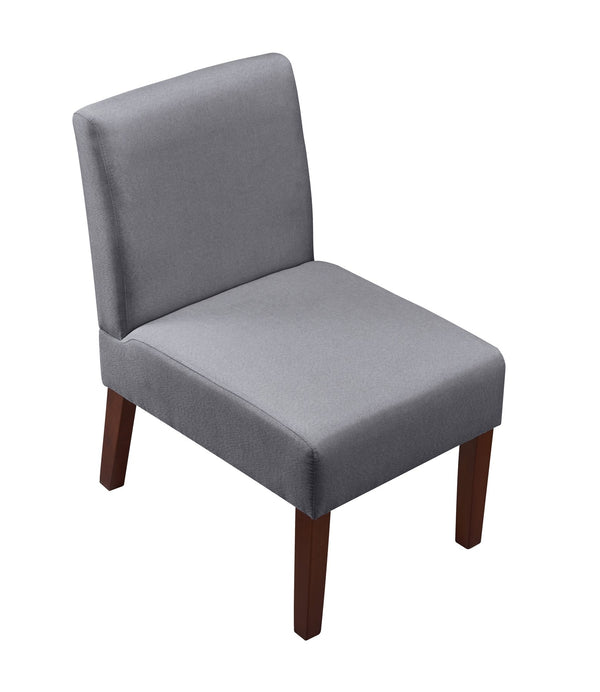 English Elm Fabric Accent Chair Set of 2 with Round Wood Table - Contemporary Armless Side Chairs, Durable Hardwood Frame, Compact Corner Seating for Bedroom Office Living Room W142061922