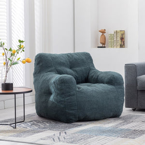 English Elm 010-soft Teddy Plush Bean Bag Chair Tufted Memory Foam Lounge Seat for Living Room Green W52761253