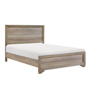 English Elm Contemporary Rustic-Modern Full Bed in Weathered Melamine Finish with Sturdy Wood-Inspired Design and Low Profile Natural 45.75 L x 33.5 W x 4 H B011S00239