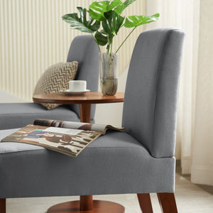 English Elm Fabric Accent Chair Set of 2 with Round Wood Table - Contemporary Armless Side Chairs, Durable Hardwood Frame, Compact Corner Seating for Bedroom Office Living Room W142061922