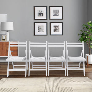 English Elm Furniture Slatted Wood Folding Chair Set of 4 White — Solid Wood, Lightweight, Foldable, Event & Home Seating W49557945