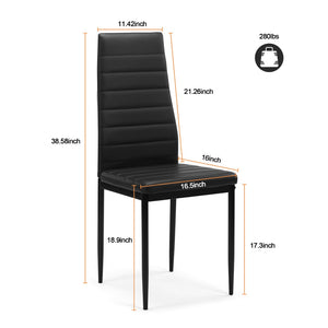 English Elm Dining Chair Set of Four with Pu Leather Padded Seats for Kitchen or Breakfast Nook W24166325