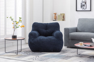 English Elm 010-soft Teddy Plush Bean Bag Chair Tufted Memory Foam Lounge Seat for Living Room Dark Blue W52761254