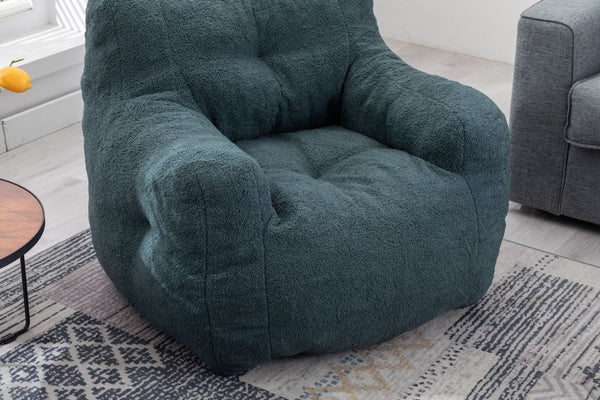 English Elm 010-soft Teddy Plush Bean Bag Chair Tufted Memory Foam Lounge Seat for Living Room Green W52761253