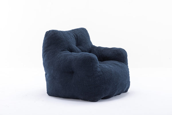English Elm 010-soft Teddy Plush Bean Bag Chair Tufted Memory Foam Lounge Seat for Living Room Dark Blue W52761254