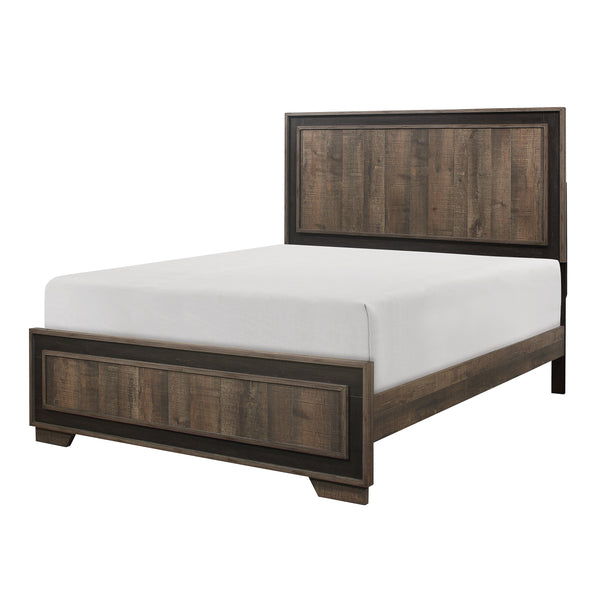 English Elm Modern Full Bed Ellendale Collection Rustic Mahogany-Look Veneer with Contrasting Ebony Frame, Full B011S01973