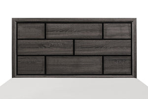 English Elm Modern Davi Queen Bed Gray Wood Grain Finish – Clean Lines, Melamine Veneer, Contemporary Frame B011S00249
